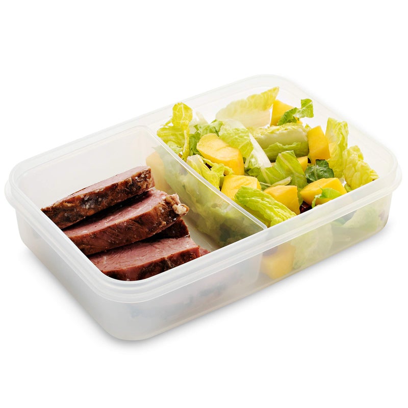 Komax Biokips Set of 5 Lunch Containers â€“ 3 Compartment Food Container for Meal Prep, Portion Control â€“ Microwave & Dishwasher Safe Bento Box Adult Lunch Container w/Locking Lid (37 oz) - Image 3